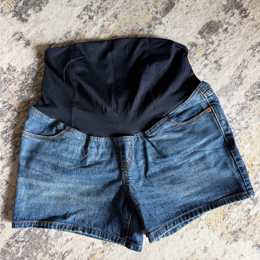 Pair of Denim Maternity Shorts
